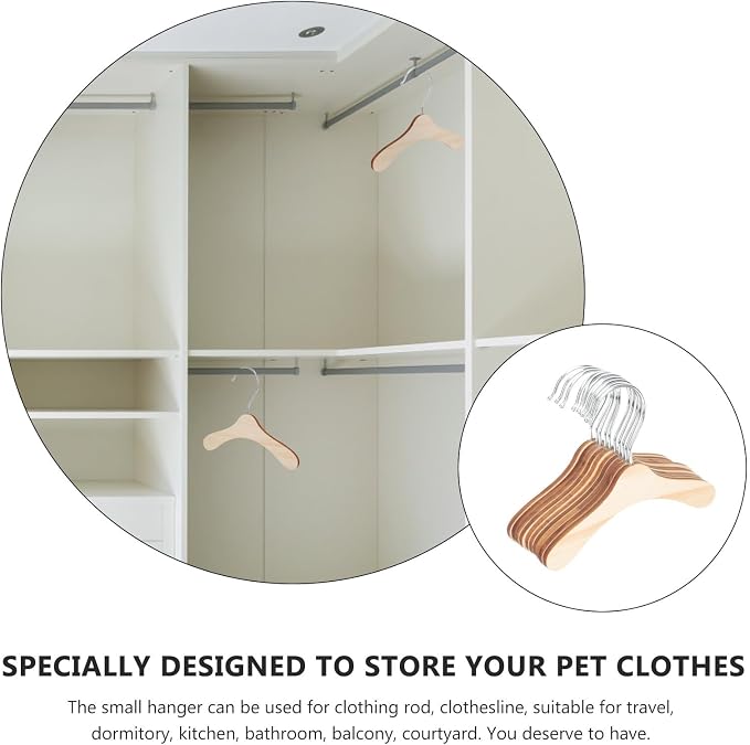 Wooden Pet Clothes Hangers 8.66-inch Small Dog and Cat Hangers Wear-Resistant - Image 9
