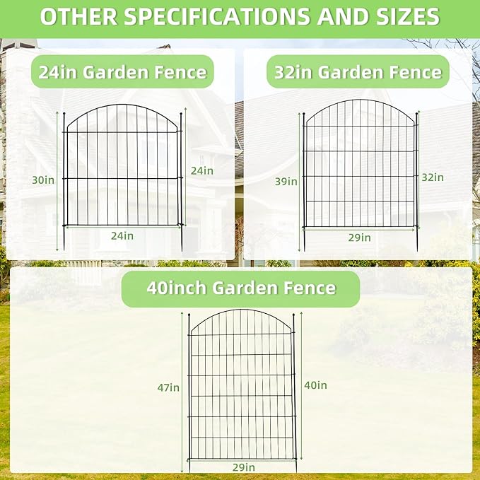 Decorative Garden Fence 32in x12ft, 5 Pack No Dig Fence Animal Barrier - Image 8