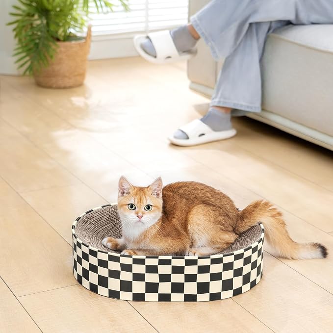 Cat Scratcher Cardboard, 2 in 1 Oval Cat Scratch Pad Bowl - Image 8