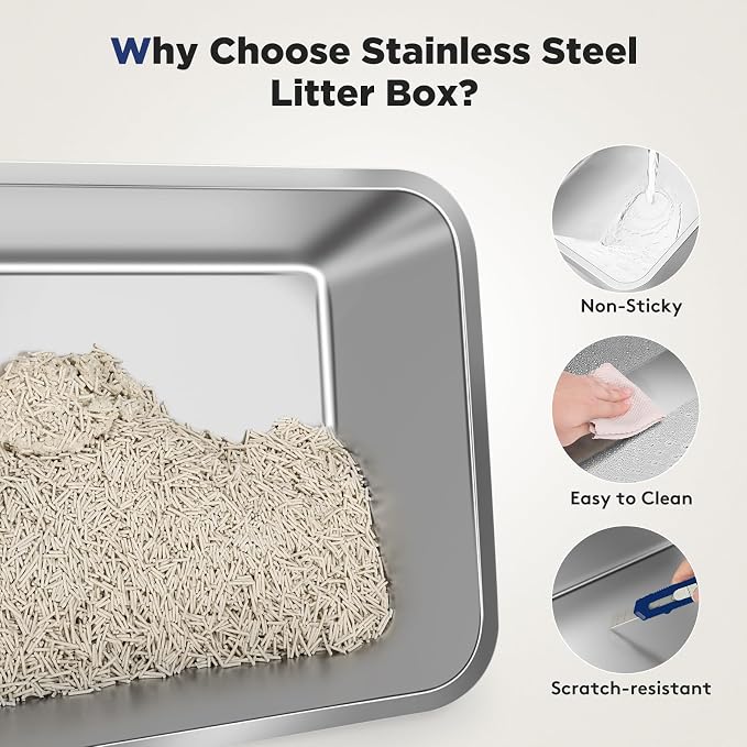 FURTIME XXXL Extra Large Stainless Steel Litter Box - Image 8
