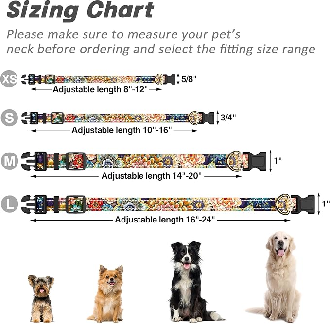 Reflective Dog Collar for Medium Dogs, Cute Boho Adjustable Heavy-Duty Nylon - Image 7