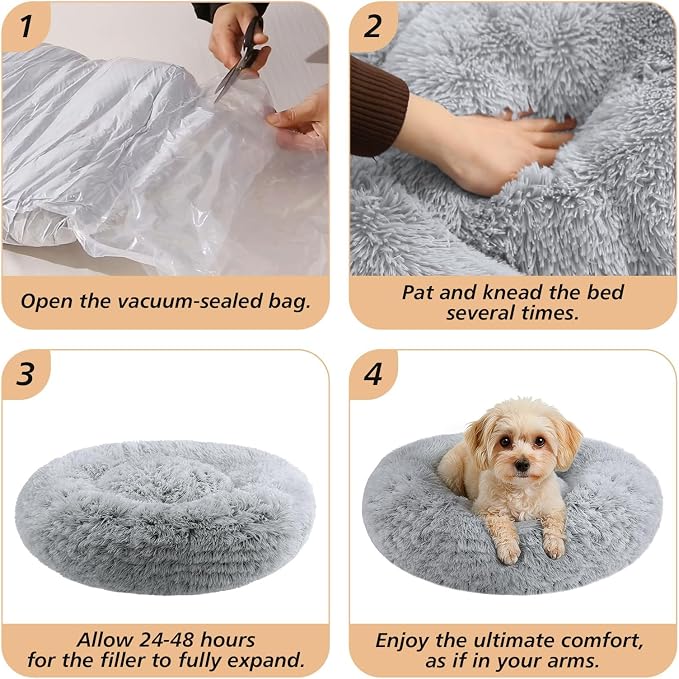 JOLLYVOGUE Calming Dog Bed Large Size Dog, Anti-Anxiety Donut Large Pet Bed - Image 8