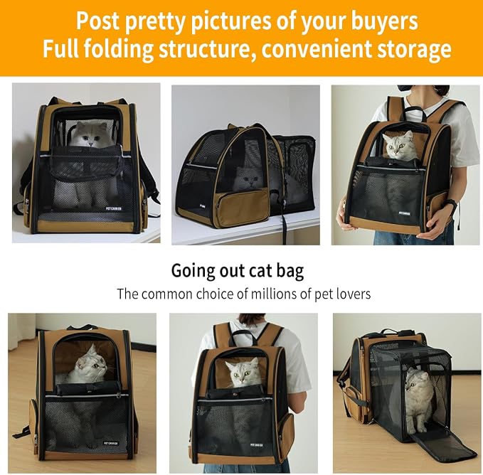 Cat Backpack,Expandable Cat Carrier Backpack, Dog Backpack Carrier and Pet - Image 9