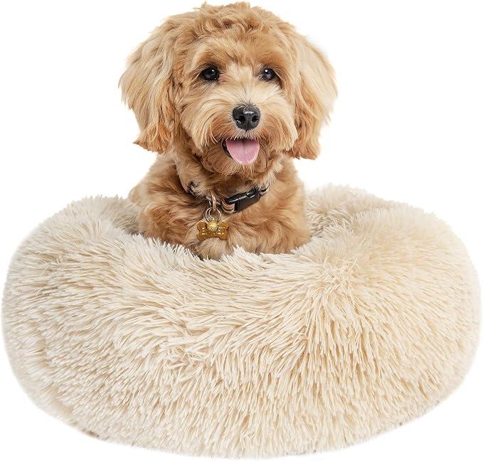 Calming Donut Dogs Beds for Small Dogs Washable, 19inch Fluffy Round Puppy Bed - Image 7
