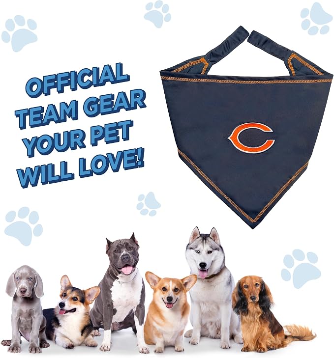 NFL Chicago Bears TIE Bandana, Small/Medium. Dog Bandana Scarf Bib - Image 7
