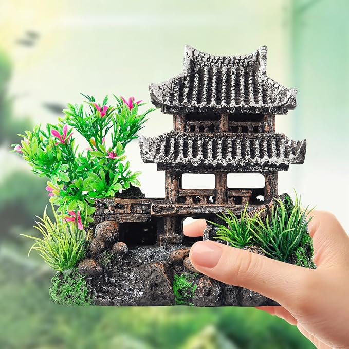 CousDUoBe 9Pcs Resin Castle Decorations Set,Realistic Fish Tank Castle - Image 7