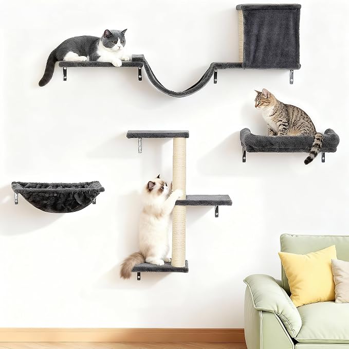 Heavy Duty Cat Wall Shelves for Indoor Cats Large Adult, 5-in-1 Wall-Mounted - Image 9