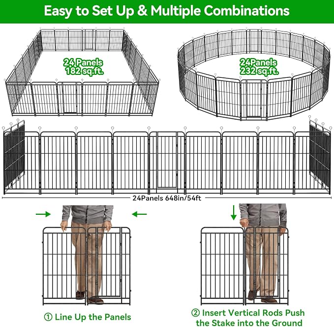 Dog Fence Outdoor 24 Piece Panels 32" Height, Square Steel Pipe - Image 8