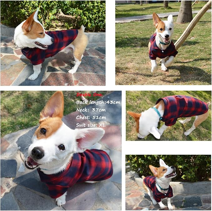 Koneseve Dog Shirt, Pet Plaid Clothes Shirt T-Shirt, Sweater Bottoming Shirt - Image 6