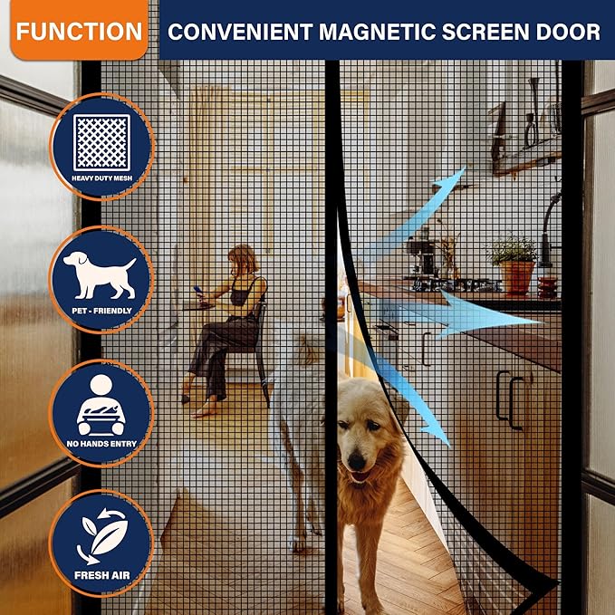 Magnetic Screen Door,Fiberglass Screen Door Mesh,Keep Bugs Out, Heavy-Duty Mesh - Image 6
