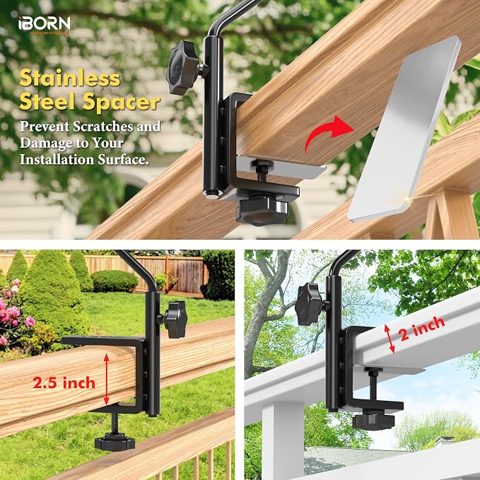 iBorn Bird Bath for Outside, Deck Mounted Bird Bath 12in,Birds Baths for - Image 9
