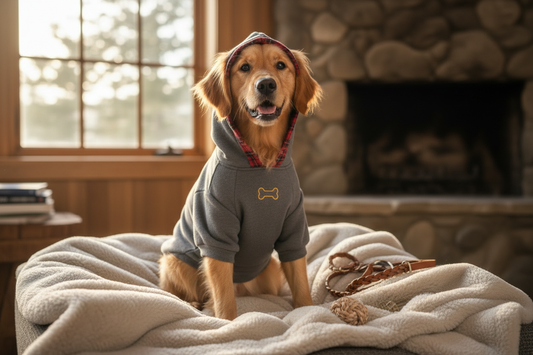 Adorable dog wearing a custom hoodie