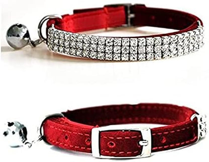 CHUKCHI Soft Velvet Safe Cat Adjustable Collar Bling Diamante - Image 8