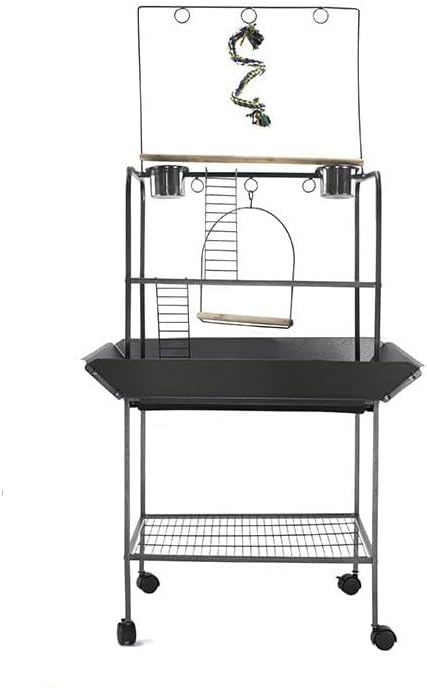 62 Inch Bird Cage with Wooden Perches, Standing Wrought Iron Birdcage with by MegaChoice