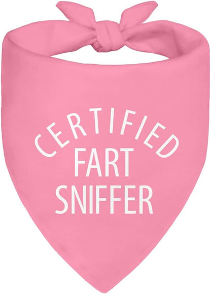 Certified Fart Sniffer Pink Dog Bandana, Funny Pet Bandana Adjustable Scarf by ZBBFSCSB