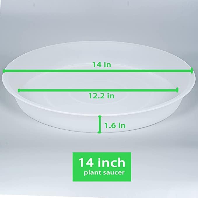 4 Pack of 14 inch Plant Saucers Bird Bath Bow Round, Plastic Plant Saucer Tray - Image 2