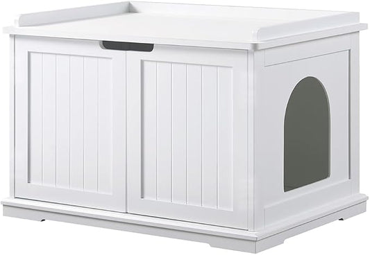 unipaws Cat Litter Box Enclosure Furniture, Cat Washroom, Hidden Litter Box by unipaws
