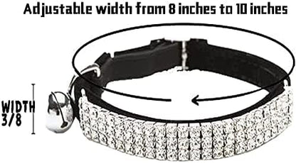 CHUKCHI Soft Velvet Safe Cat Adjustable Collar Bling Diamante - Image 3