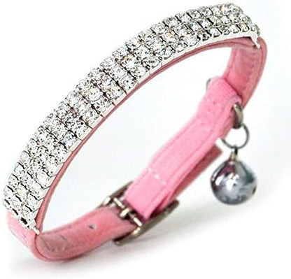 CHUKCHI Soft Velvet Safe Cat Adjustable Collar Bling Diamante - Image 3