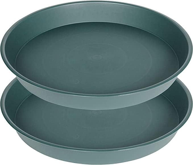 2 Pack of 8 inch Plant Saucer Clear, Heavy Duty Plastic Plant Water Tray 8 inch by Bleuhome
