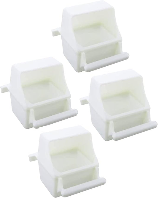 Lot of 4 Bird Cage White Plastic Seed Water Feeder Cups by Mcage