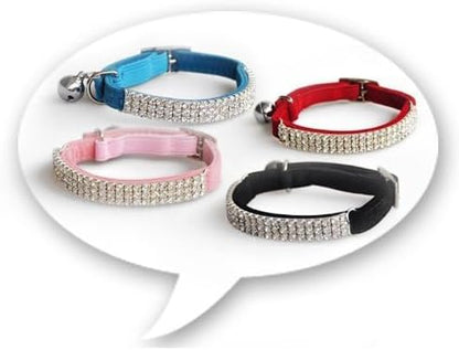 CHUKCHI Soft Velvet Safe Cat Adjustable Collar Bling Diamante - Image 2