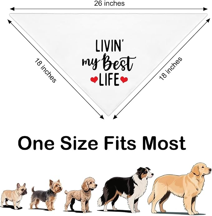 Livin' My Best Life White Dog Bandana, Sunshine Dog Bandanas Accessories - Image 2