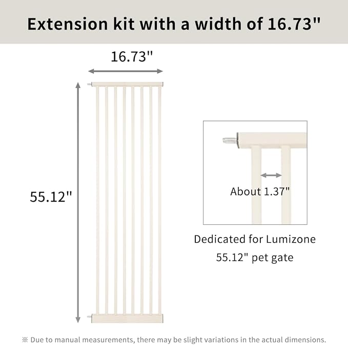 Lumizone Extra Tall Pet Gate 55.12" High Pressure Mounted 16.73" Wide Extension - Image 2