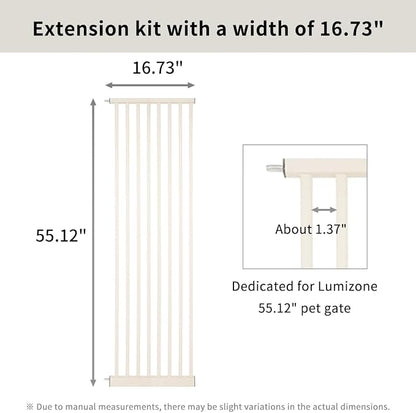 Lumizone Extra Tall Pet Gate 55.12" High Pressure Mounted 16.73" Wide Extension - Image 2