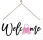 Welcome Sign for Front Door, Welcome Decor Wooden Hanging Sign for Wall Decor by corner+wind