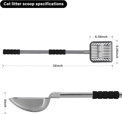 Cat Litter Scoop, Metal Long Handle Kitty Litter Coop Scooper, Heavy Duty Cats - Image 2