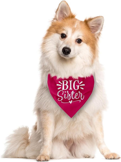 Big Sister Dog Bandana, Dog Bandana, Deep Pink Pet Dog Scarf Accessories - Image 2