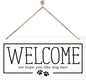Welcome Sign for Front Door, Welcome Decor Wooden Hanging Sign for Dog Lover by corner+wind