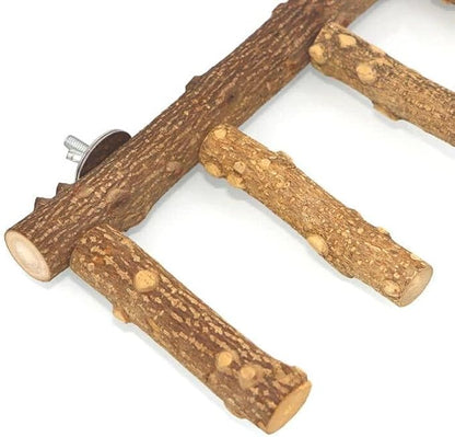 Bird Ladder Perch Cage Nature Wood Stand Parrot Chew Toy - Image 4