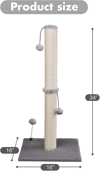 MECOOL 34“ Tall Cat Scratching Post Premium Basics Kitten Scratcher Sisal - Image 4