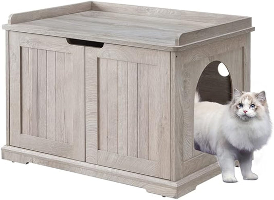 unipaws Cat Litter Box Enclosure Furniture, Hidden Litter Box Cover Washroom by unipaws