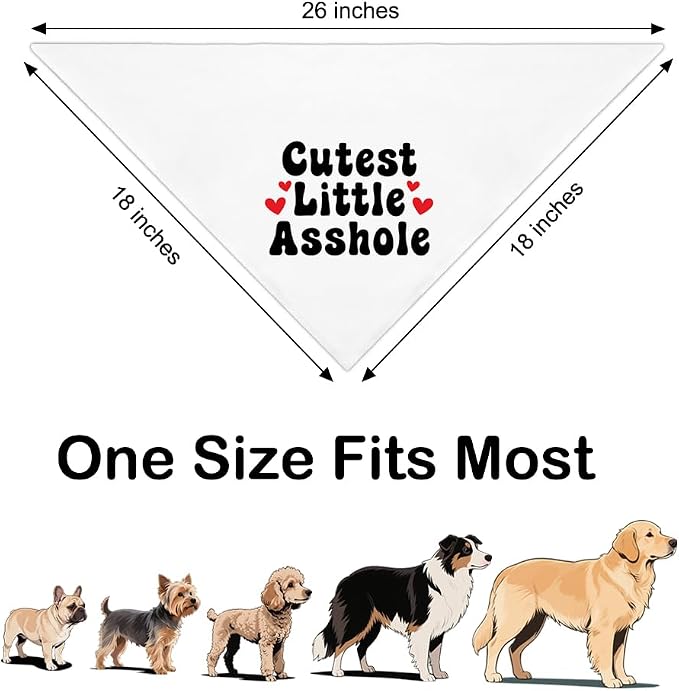 Cutest Little Asshole White Dog Bandana, Cute Soft Pet Scarf Decor, Funny Pet - Image 2