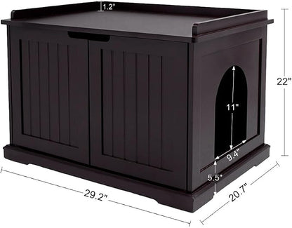 unipaws Cat Litter Box Enclosure Furniture, Cat Washroom, Hidden Litter Box - Image 5