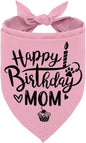 Dog Bandana, Happy Birthday Mom Dog Bandana, Dogs Scarf Classical Pink Printing by AUII+JO+DESIGN