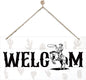 Welcome Sign for Front Door, Welcome Decor Wooden Hanging Sign for Wall Decor by corner+wind