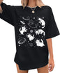 Cat Shirts for Women Oversized Cat Mom Shirt Animal Print Tops Cute Teen by Tewmeu