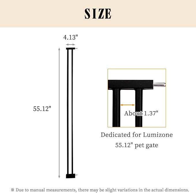 Lumizone Extra Tall Pet Gate 55.12" High Pressure Mounted 4.13" Wide Extension - Image 2