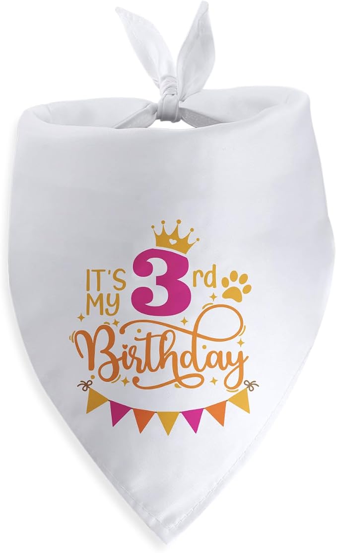 It's My 3rd Birthday Dog Bandana Happy 3rd Birthday Pet Triangle Scarf by SYIJIMSJKT