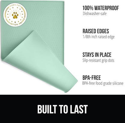 GORILLA GRIP 100% Waterproof Raised Edge BPA Free Silicone Pet Feeding Mat - Image 2