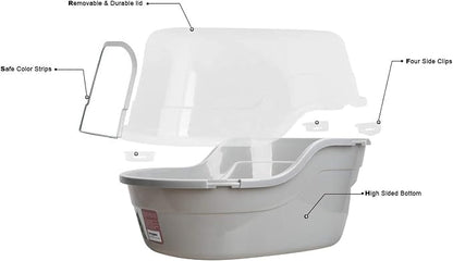 Petphabet Jumbo Hooded Cat Litter Box, Extra Large Gray - Image 5