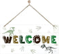 Welcome Sign for Front Door, Playroom Wall Decor, Dinosaur Theme Wall Hanging by corner+wind