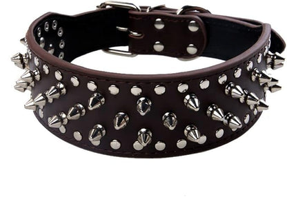 Serijoars Spiked Studded Dog Collar, PU Leather Dog Collar, Adjustable Pet by Serijoars