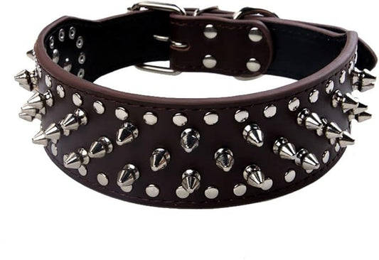 Serijoars Spiked Studded Dog Collar, PU Leather Dog Collar, Adjustable Pet by Serijoars