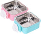 Dog Crate Bowl for Cage, Detachable Stainless Steel Pet Food Bowls, Hanging by QIYADIN