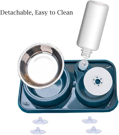 Double Dog Cat Bowl Set with Automatic Water Dispenser, Stainless Steel - Image 5